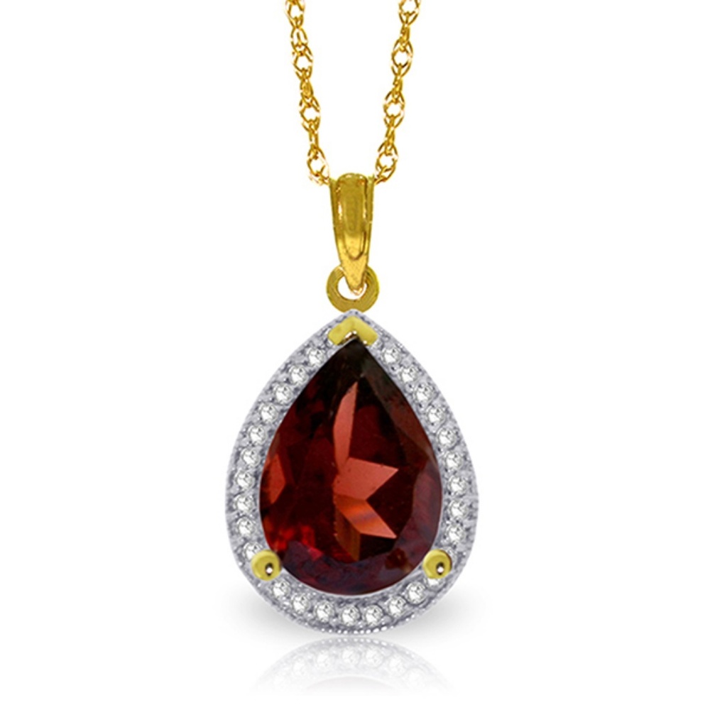 GOLD NECKLACE WITH NATURAL DIAMONDS & GARNET - Picture 1 of 7